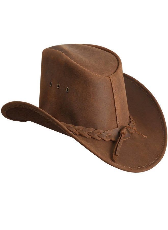 Strength Zones Leather Cowboy hat for Men & Women Durable Handcrafted Lightweight Shapeable Western Hats for Men (US, Alpha, Medium, Reddish Brown) - Image 2